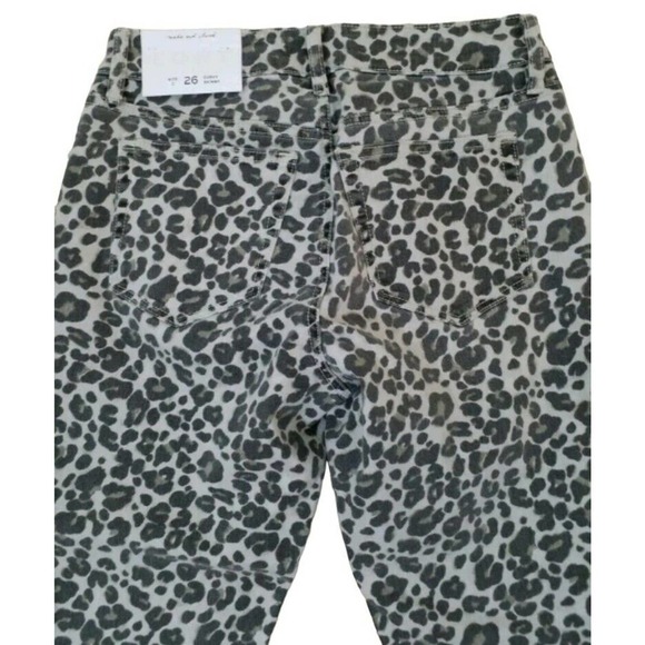LOFT~Woman Size 2/26~Gray Animal Leopard Print Curvy Skinny Jeans Pants NWT. - Picture 10 of 12